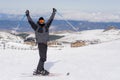 Happy man happy in snow mountains at Sierrna Nevada ski resort in Spain Royalty Free Stock Photo