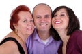 Happy Man with his Mother and Sister Together Trio Portrait Royalty Free Stock Photo