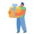 Happy man holding gift box with bow Royalty Free Stock Photo