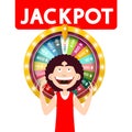 Happy Man with Jackpot Wheel of Fortune