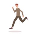 Happy man jumping in air with thumbs up - adult cartoon character Royalty Free Stock Photo