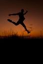 Happy man jumping silhouette Royalty Free Stock Photo