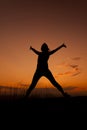 Happy man jumping silhouette Royalty Free Stock Photo