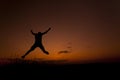 Happy man jumping silhouette Royalty Free Stock Photo