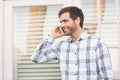 Happy man on a phone call Royalty Free Stock Photo