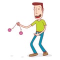 Happy man play clacker balls Royalty Free Stock Photo