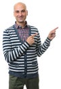 Happy man pointing his fingers to copy space. Isolated Royalty Free Stock Photo