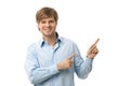 Happy man pointing to blank space Royalty Free Stock Photo