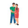 Happy man and pregnant woman isolated vector illustration. Couple expecting a baby. Wife and husband, family concept. Royalty Free Stock Photo