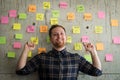 Happy man present his sticky notes chart Royalty Free Stock Photo