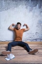 Happy man presenting his muscles Royalty Free Stock Photo