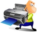 Happy man with printer