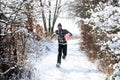 Happy man running with gift box Royalty Free Stock Photo