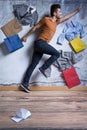 Happy man with shopping bags