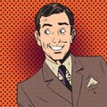 Happy man smiling businessman entertainer artist pop art comics