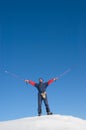 Happy man in snowshoe Royalty Free Stock Photo