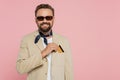 happy man in stylish sunglasses and Royalty Free Stock Photo