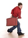 Happy man with travel suitcase . Royalty Free Stock Photo