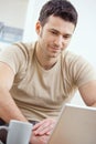 Happy man using computer Royalty Free Stock Photo