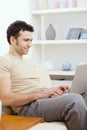 Happy man using computer Royalty Free Stock Photo