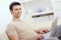 Happy man using computer Royalty Free Stock Photo