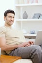 Happy man using computer Royalty Free Stock Photo