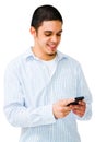 Happy Man Using Mobile Phone Royalty Free Stock Photo