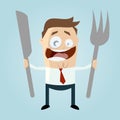 Happy man is waiting for food Royalty Free Stock Photo