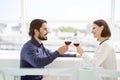 Happy man and woman celebrating event Royalty Free Stock Photo