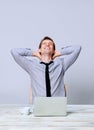 Happy man working on laptop in the office Royalty Free Stock Photo