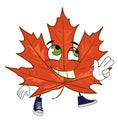 Happy mapple leaf cartoon Royalty Free Stock Photo