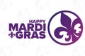 Happy Mardi Gras. Holiday concept. Template for background, banner, card, poster with text inscription. Vector EPS10 Royalty Free Stock Photo