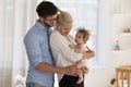 Happy married couple enjoying childcare, being new parents Royalty Free Stock Photo