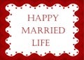 Happy married life card with red color border and stars