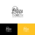 Happy Mart Beautiful line art girl logo design template