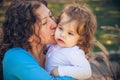 Happy mather and daughter in summer