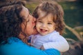 Happy mather and daughter in summer