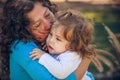 Happy mather and daughter in summer