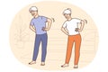 Energetic old people training at home Royalty Free Stock Photo