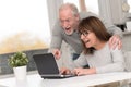 Happy mature couple having a good surprise on laptop Royalty Free Stock Photo