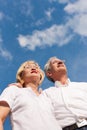 Happy mature couple looking to the blue sky Royalty Free Stock Photo