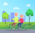 Happy Mature Couple Riding Together on Bike