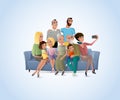 Big Happy Family Selfie Photo Cartoon Vector Royalty Free Stock Photo