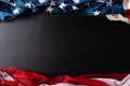 Happy Memorial Day. American flags with the text REMEMBER & HONOR against a black  background. May 25 Royalty Free Stock Photo