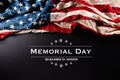 Happy Memorial Day. American flags with the text REMEMBER & HONOR against a black  background. May 25 Royalty Free Stock Photo