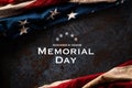 Happy Memorial Day. American flags with the text REMEMBER & HONOR against a black stone texture background. May 25 Royalty Free Stock Photo