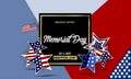 Happy Memorial Day background template. Stars and American flag. Patriotic banner. Vector illustration. Royalty Free Stock Photo