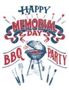 Happy Memorial Day Barbecue party sign Royalty Free Stock Photo