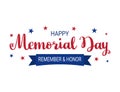 Happy Memorial Day card with hand drawn lettering and stars. National american holiday Royalty Free Stock Photo