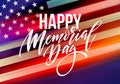 Happy Memorial Day card. National american holiday. Festive poster or banner with hand lettering. Vector illustration